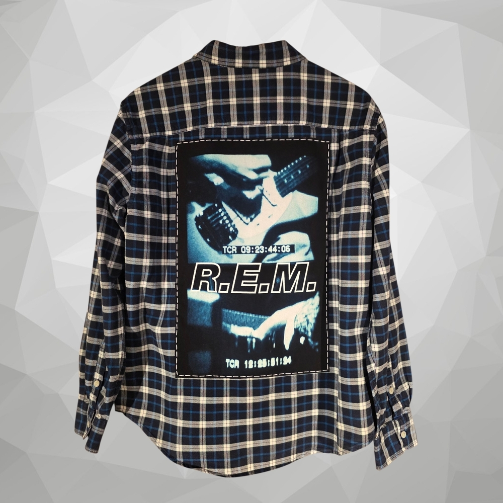 Upcycled R.E.M. Navy Plaid Casual Shirt